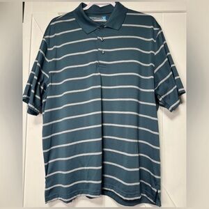 Roundtree & Yorke Striped Polo Shirt - Teal #1325